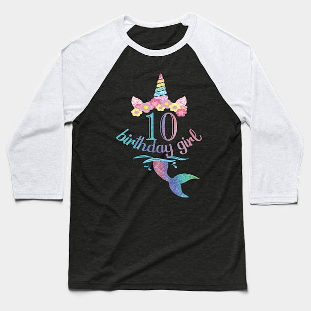 10th Birthday girl t-shirt 10 years old party gift Baseball T-Shirt by Grabitees